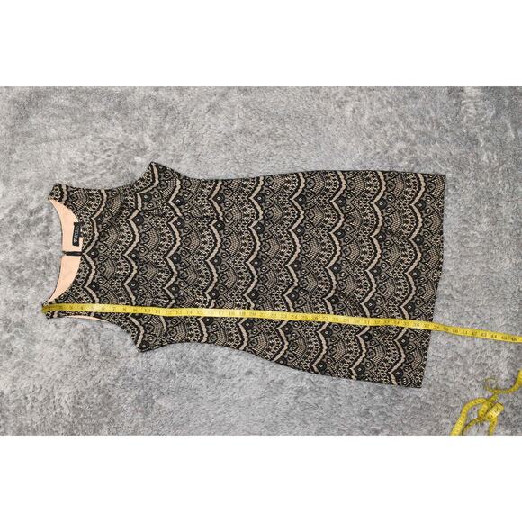 GUESS Black Shift Dress Size 12 Knee Length Polyester Geometric Lace Sleeveless - Picture 2 of 6